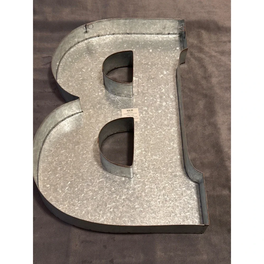 Hobby Lobby Galvanized Metal Letter B Wall Decor Rustic Industrial Farmhouse